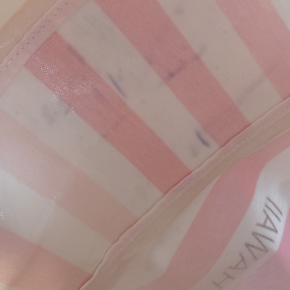 Victoria's Secret Pink & White Striped Tote beach bag with Miami St Bart Hawaii - Picture 9 of 10